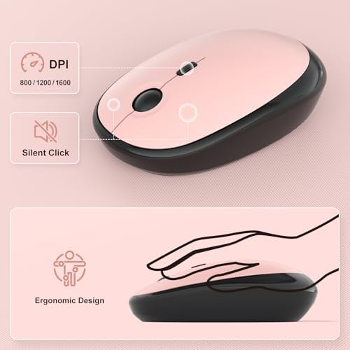 MOFII Wireless Keyboard and Mouse Combo, Full Size 2.4G Retro Round Computer Keyboard and Mouse Set, Plug and Play, for Windows, Computer, Desktop, PC, Notebook - (Lovely BlackBerry Gradient)