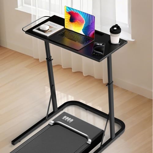 Adjustable Treadmill Walking Pad Desk, for Bike/Cycling Trainer, Workstation Standing Desk, Trainer Stand Table for Indoor, Treadmill Attachment-Exercise While Working or Watching TV, Black
