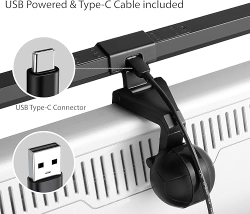 USB LED Lamp for Computer Monitor - Adjustable Brightness & Color Temperature, USB Powered, Matte Graffiti Finish, 40 cm, 5W, Eye-Care, Easy Installation, Perfect for Reading, Laptop, and Study
