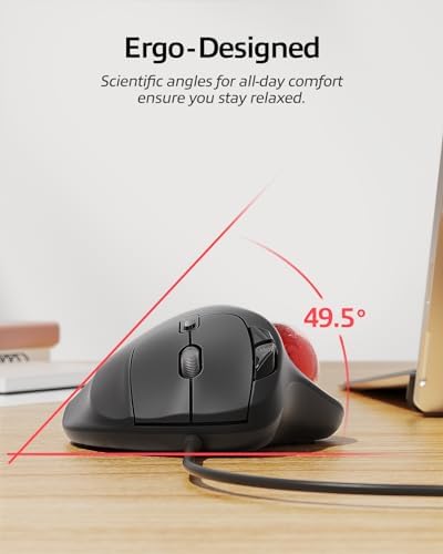 Nulea M509 Wired Trackball Mouse Ergonomic Thumb Control Type C USB