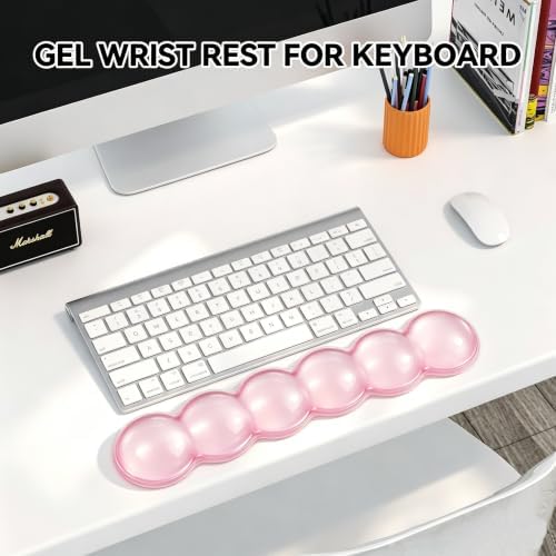 Gel Wrist Rest for Keyboard,Jelly Clear Gel Keyboard Wrist Rest-Pink