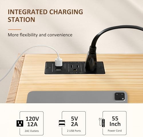 Afuly Floating Nightstand Set of 2 with Charging Station Wood Bedside Table