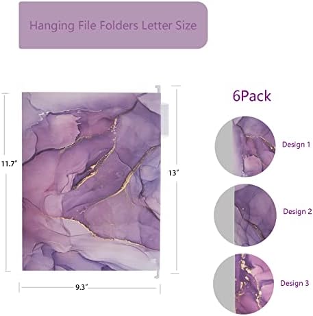 6 Packages Hanging folders File Cabinet Organizer Letter Size 1/5 Cut Adjustable Labels Decorate Home Office School Classroom, Purple Marble 9.3 "x 12.8"…