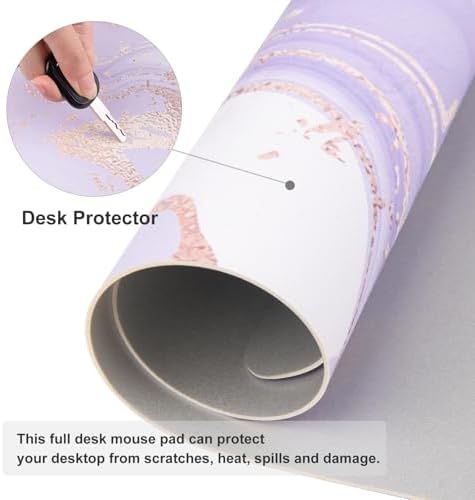 Faux Leather Large Mouse Pad, Office Desk Mat, 31.5"x15.7", Violet Marble