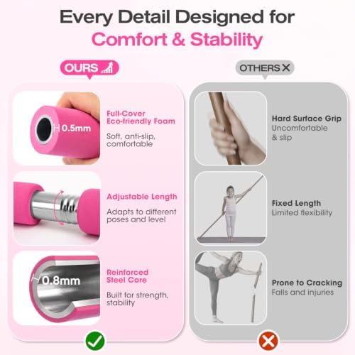 Yoga Stick, Mobility Stick for Stretching, Adjustable Exercise Stick