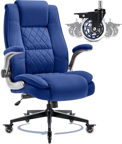 Fabric High Back Office Chair, Thick Padded Ergonomic Computer Desk Chair