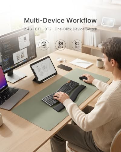 MEETION Slim Ergonomic Keyboard and Mouse Combo with Separate Wrist Rest,Black