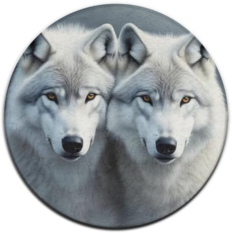 Men's Large Home Decor Mat, Soft Round Yoga Carpet, Non Slip Machine Washable Home Office Circle Rug Wolves