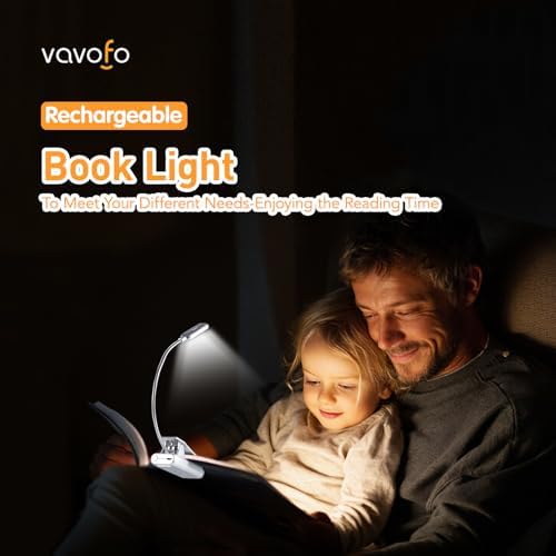 VAVOFO Rechargeable Reading Light, Clip on Book Light for Reading in Bed