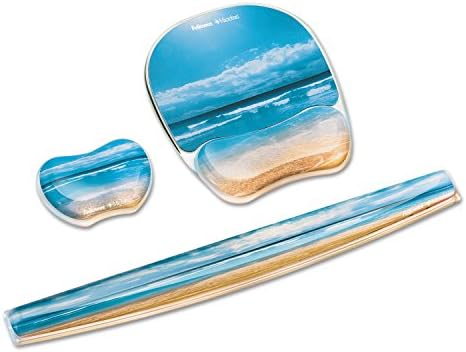 Fellowes Photo Gel Keyboard Wrist Rest with Microban – Sandy Beach, Multicolor