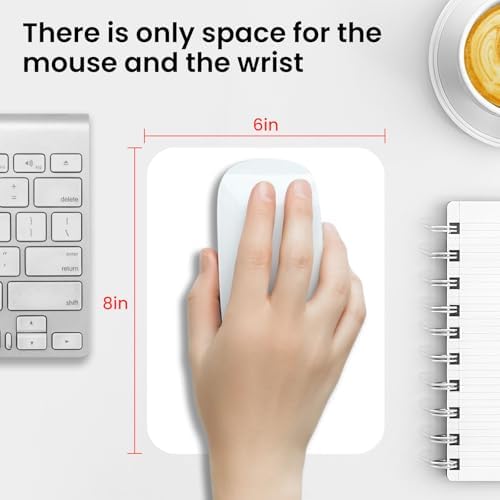 Small Mouse Pad 6 x 8 Inch, Horizontal and Vertical Flexible use. Great for Traveling, Wireless laptops, Keyboard Trays, Offices, etc. (White)