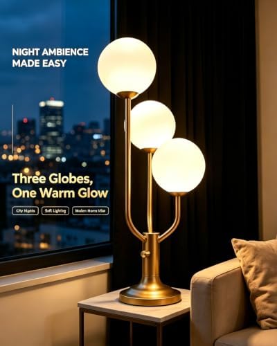 Lightdot Gold Globe Table Lamp for Bedroom Gift G9 Bulbs Included Dimmable