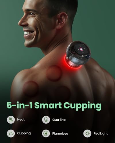 4 Pack Smart Cupping Therapy Set with Red Light, Heat & Suction
