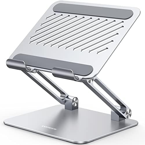 UGREEN Tablet Stand Holder for Desk Dual Rod Support Aluminum Tablet Holder Adjustable Multi-Angle Home Office Accessories Compatible with iPad Pro 13 12 11 10.5 Air Mini 5 4 3 2 Phone E-Reader Silver