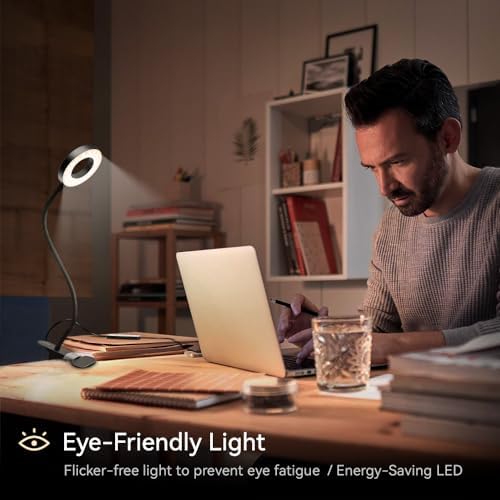 LED Desk Lamp Table Lamp with USB Charging Port (2 Pack Clip Lamp)