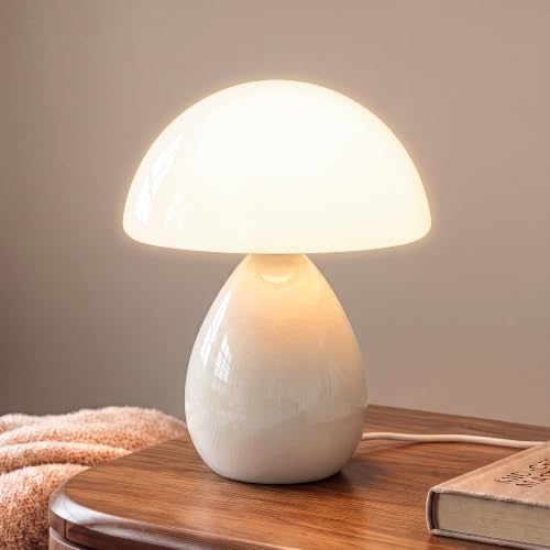 Dawnwake Mushroom Lamp Table Lamp for Bedroom-Small Desk Table Lamps,Cream