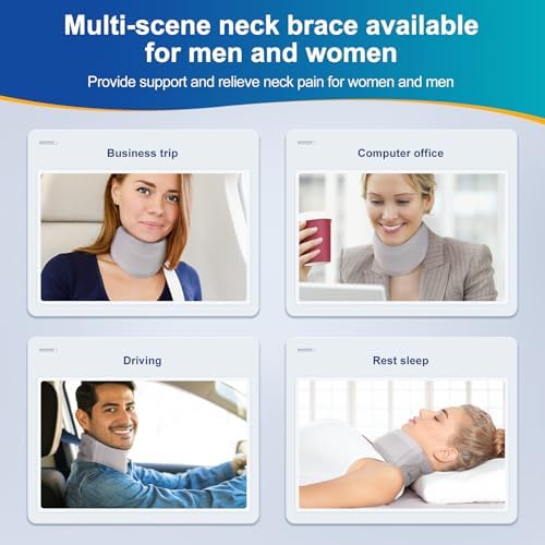 CozyHealth Neck Brace for Neck Pain and Support, Soft Neck Support Relieves Pain & Pressure in Spine for Women & Men, Wrap Align Stabilize Vertebrae Foam Cervical Collar for Sleeping (Grey, XS, 2.5" Middle Height)