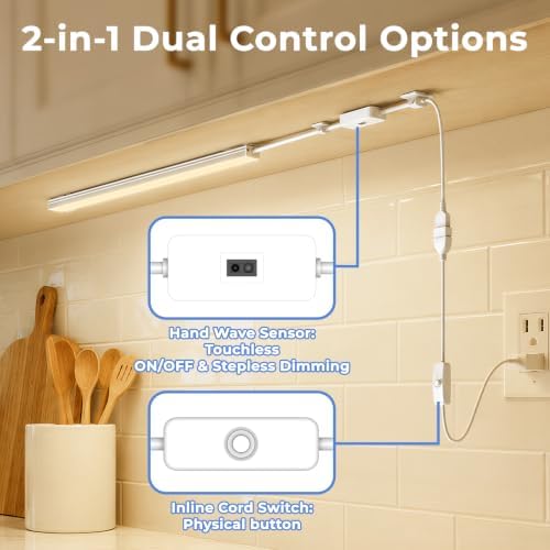 ASOKO 12Inch Hand Wave Activated Under Cabinet Lights-Warm White 3000K