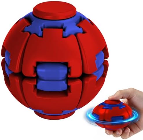 3D Printed Gear Fidget Spinner Toy, Mechanical Kinetic Desk Toy, Portable Sensory Fidget Gadget, Metal EDC Desk Accessory, Creative Office Gift, Flame Red