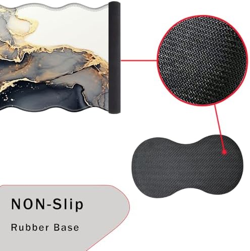 Mouse Pad with Wrist Support + Desk Mat + Coaster 3 in 1 Set, XL Large Gaming Mousepad Ergonomic Mouse Pads for Desk Computer Laptop Office,Black Gold Marble