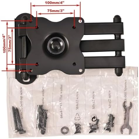 VideoSecu TV Wall Mount Monitor Bracket with Full Motion Articulating Tilt Arm 15" Extension for Most 27" 30" 32" 35" 37" 39" 40" LCD LED TVs with VESA 200x200 ML14B WS2