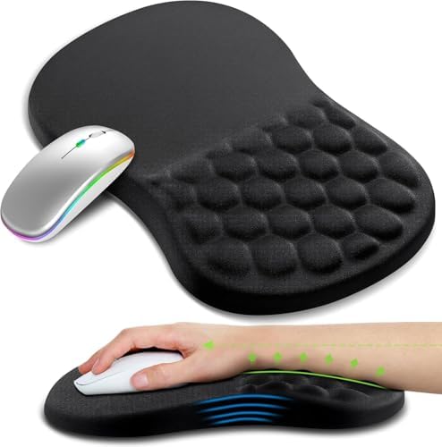 Ergonomic Massage Design Mouse Pad for Pain Reliefmouse Pads for Desk, Memory Foam Non-Slip PU Base Gel Mouse pad Mouse Pads for Wireless Mouse(12x8 Inch, Black)