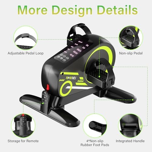 Mini Exercise Bike, Motorized Under Desk Pedal Exerciser Leg/Arm Cycle for Senior, Auto&Manual Mode, Adjustable Speed, LCD Display, Remote Control