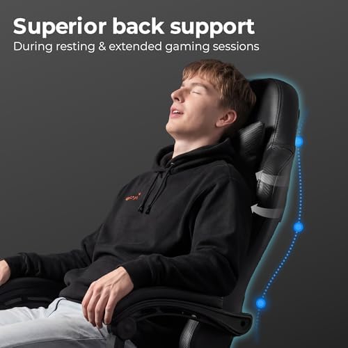 N-GEN GAMING Gaming Chair with Footrest, Lumbar, High-Back, All Black