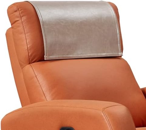 Non Slip Recliner Headrest Protector Washable Faux Leather Headrest Covers for Recliner Chair Waterproof Couch Head Rest Covers for Sofa,Furniture,Office Chair,Theater Seat (Taupe)