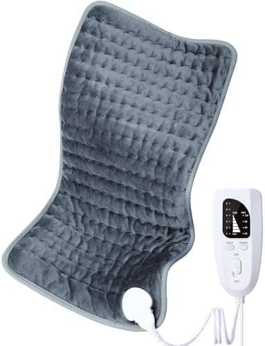 Heating pad for Back/Shoulder/Neck/Abdomen, Heating Pads with 6 Fast Heating Settings, Auto-Off, Machine Wash, Birthday Gifts for Women Mom Men Dad, Extra Large 12"x24", Iron
