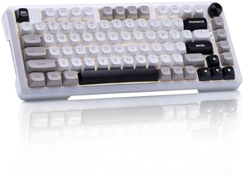 E-YOOSO Z-82 75% Tri-Mode Wireless Mech Keyboard, Hot-Swap Gasket RGB Knob