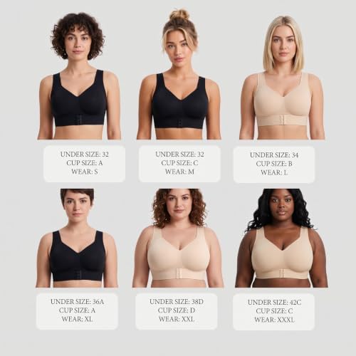 PoseFree Posture Support Bra for Women, Wireless Cross-Back Full Coverage
