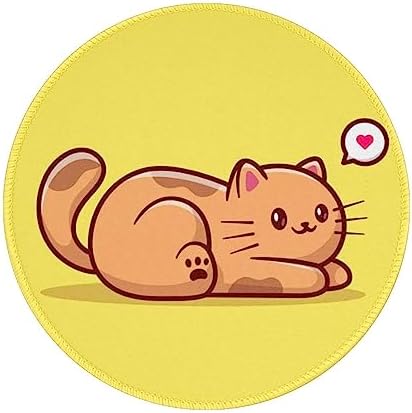 Cute cat Laying Down on The Floor Cartoon Animal cat Mouse pad Cute,Gaming Mouse pad Small Non-Slip Round Mouse Pads for Wireless Mouse,Laptop,Desk
