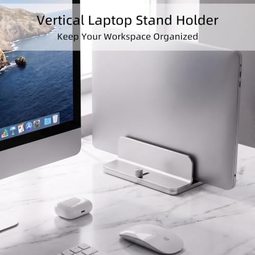 Aluminum Vertical Laptop Stand Holder, Adjustable Dock for MacBook