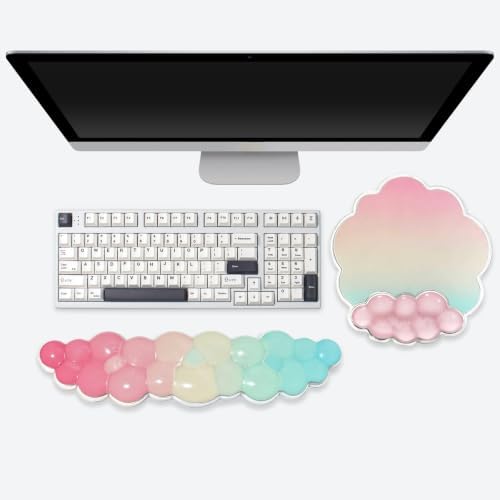 Pastel Cloud Wrist Rest and Gel Mouse Pad Support for Keyboard and Mouse