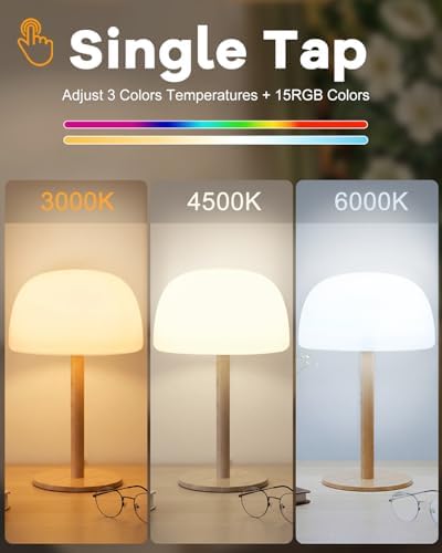 Waterproof Shower Lamp Cordless Lamp - 7500mAh Rechargeable Table Lamp, Bathroom Lamp, RGB 15 Colors & 3 Color Temperature Touch Dimmable, Shower Light for Inside Shower, Bathtub, Bedroom, 2PCS
