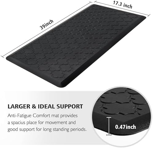 WISELIFE Kitchen Mat Cushioned Anti Fatigue Floor Mat, 17.3"x39", Black