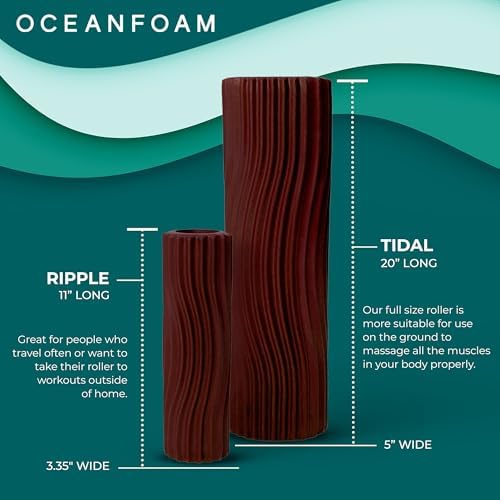 Oceanfoam Tidal Roller - Muscle Massage Foam Roller for Exercise (Maroon)