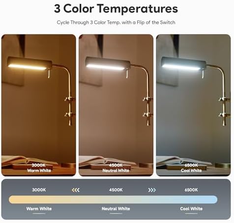 VONLUCE Industrial Table Lamp, Adjustable LED Desk Lamp for Home Office