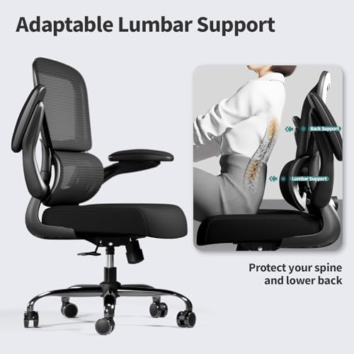 TRALT Office Chair - Ergonomic Desk Chair with Adjustable Lumbar Support, Mesh Computer Chair, Executive Chairs for Home Office Comfortable Lumbar Support Black Pack of 7