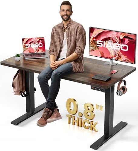 SIAGO 48 x 24 Inch Electric Standing Desk, 0.8 Inch Thick Tabletop