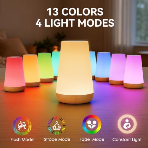 Auxmir Rechargeable Night Light, Touch Table Lamp with Remote, Light Brown