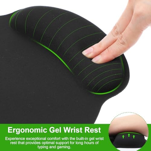 6 Pcs Ergonomic Mouse Pad with Wrist Rest Support, Comfortable Mousepad with Smooth Wrist Support Surface & Non-Slip PU Base, Comfortable Computer Mouse Pad for Computer, Laptop, Office & Home