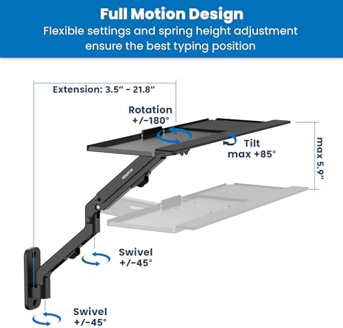 Mount-It! Keyboard Wall Mount & Pole Mount, Swivel Keyboard & Mouse Tray