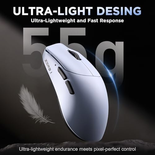 Zero1 Pro Wireless Mouse,Tri-Mode Gaming Mouse, 24K DPI Blue Mouse