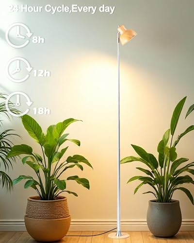 yadoker Plant Grow Light for Indoor Plant, Aluminum Wood Grain LED Grow Light,Elevating Plant Lamp,Height Adjustable,Automatic Timer with 8/12/18Hours,10-Level Brightness,Ideal for Large Plant Grow