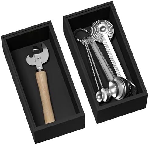 Bamboo Kitchen Drawer Organizer, 2-Pack, 6" x 3" x 2.5", Black