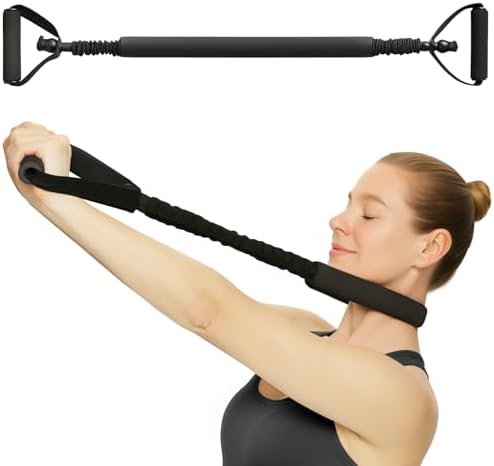 Neck Stretcher Exerciser, 20-25lbs Cervical Collar Exerciser with Wider Padding for Spine Alignment & Posture Correction for Home/Office Neck and Shoulder Relaxer Easy to Pull(Black)