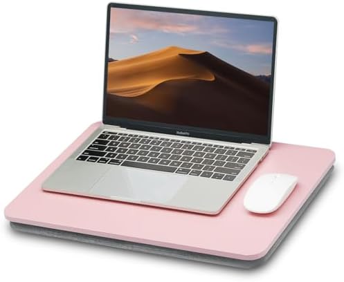 ZEAPTAC Portable Lap Laptop Desk with Pillow Cushion, Fits up to 15.6 inch Laptop, Lap Stand for Bed & Couch & Carpet, Book Tablet/Drawing Board/Computer Laptop Stand - Pink