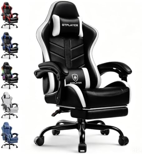 GTPLAYER Gaming Chair, Computer Game Chair for Adults, White
